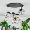 Koyoto Plafoniera, Lampada a sfera 45 cm Cromo, Chiaro, Grigio fumo, 5-Luci