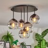 Koyoto Plafoniera, Lampada a sfera 45 cm Cromo, Chiaro, Grigio fumo, 5-Luci