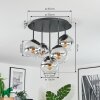 Koyoto Plafoniera, Lampada a sfera 45 cm Cromo, Chiaro, Grigio fumo, 5-Luci