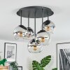 Koyoto Plafoniera, Lampada a sfera 45 cm Cromo, Chiaro, Grigio fumo, 5-Luci