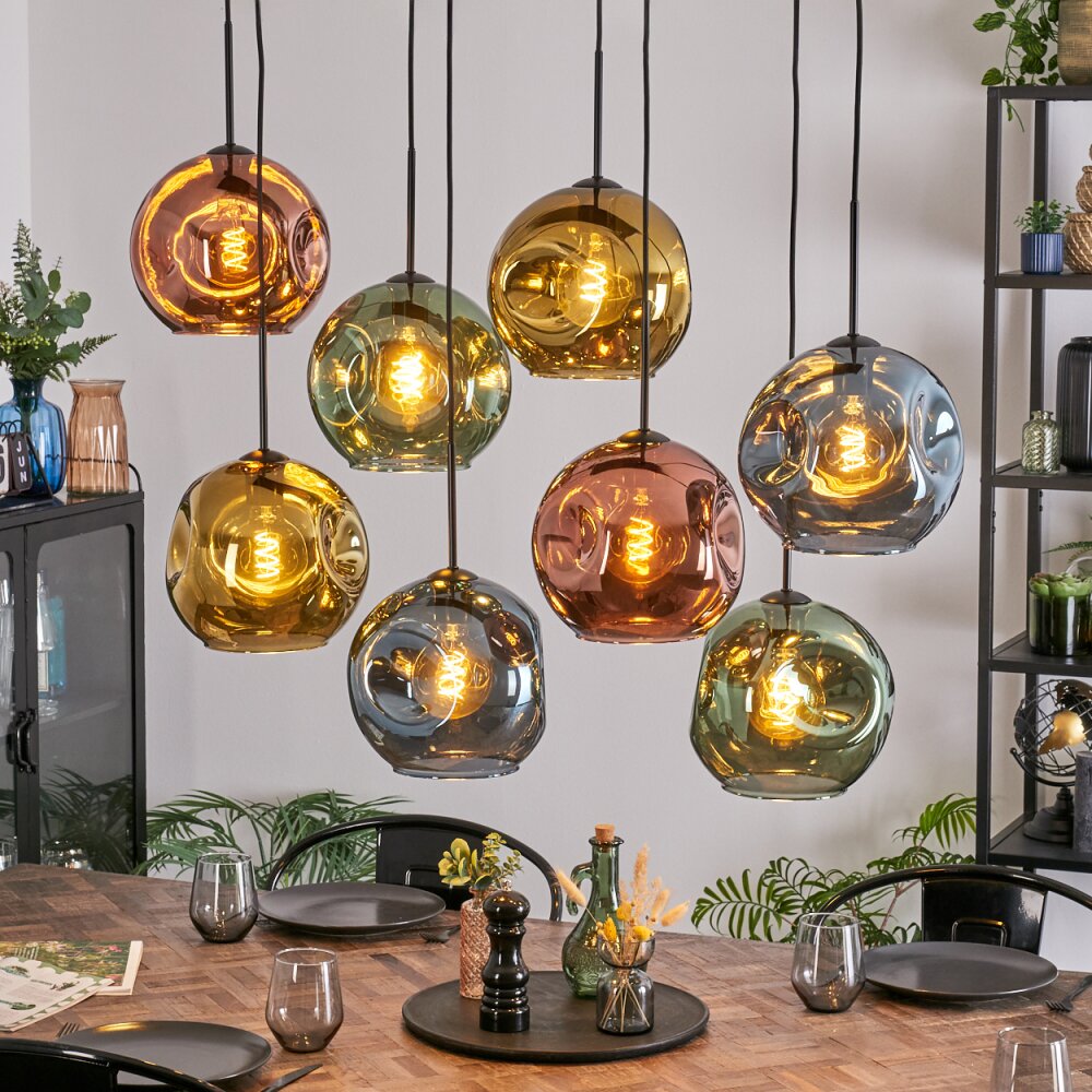 Ripoll Lampadario a sospensione, Lampada a sfera, Lampada a sospensione Blu, Oro, Verde, Ramato, 8-Luci main product photo