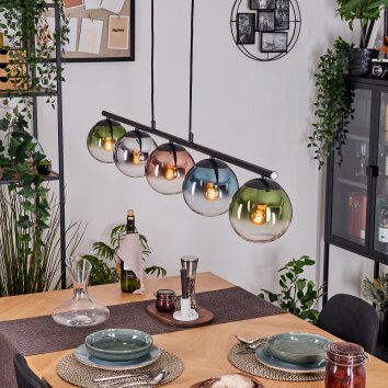 Gastor Lampadario a sospensione, Lampada a sfera, Lampada a sospensione Blu, Cromo, Verde, Chiaro, Ramato, Grigio fumo, 5-Luci