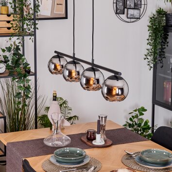 Koyoto Lampadario a sospensione, Lampada a sfera, Lampada a sospensione Cromo, Grigio fumo, 4-Luci