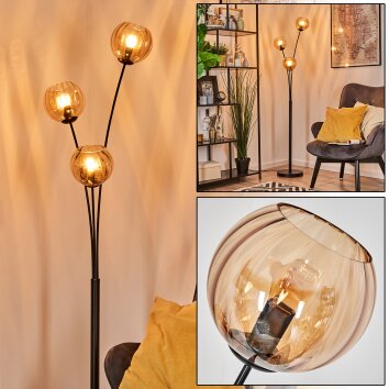 Koyoto Lampada a sfera, Lampada da terra Ambrato, 3-Luci