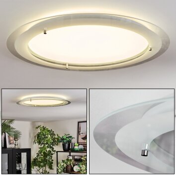 Ipres Plafoniera, Panel LED Argento, Bianco, 1-Luce