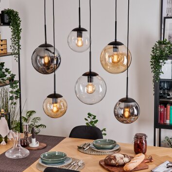 Gastor Lampadario a sospensione, Lampada a sfera, Lampada a sospensione Ambrato, Chiaro, Grigio fumo, 6-Luci Gastor Lampadario a sospensione, Lampada a sfera, Lampada a sospensione Ambrato, Chiaro, Grigio fumo, 6-Luci