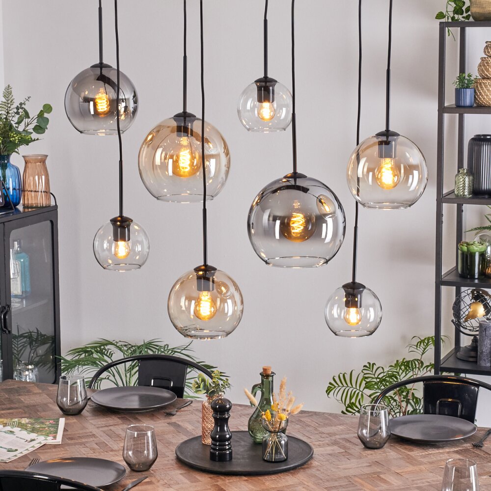 Koyoto Lampadario a sospensione, Lampada a sfera, Lampada a sospensione Ambrato, Chiaro, Grigio fumo, 8-Luci main product photo