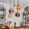 Koyoto Lampadario a sospensione, Lampada a sfera, Lampada a sospensione Ambrato, Cromo, Chiaro, Grigio fumo, 6-Luci