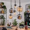 Gastor Lampadario a sospensione, Lampada a sfera, Lampada a sospensione Ambrato, Cromo, Chiaro, Grigio fumo, 6-Luci