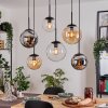 Gastor Lampadario a sospensione, Lampada a sfera, Lampada a sospensione Ambrato, Cromo, Chiaro, Grigio fumo, 6-Luci