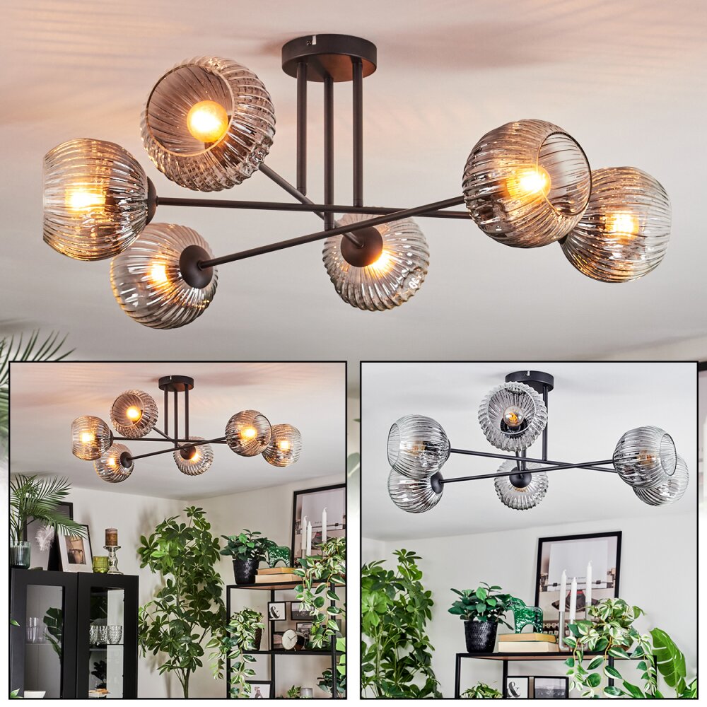 Ripoll Plafoniera, Lampada a sfera Chiaro, Grigio fumo, 6-Luci main product photo