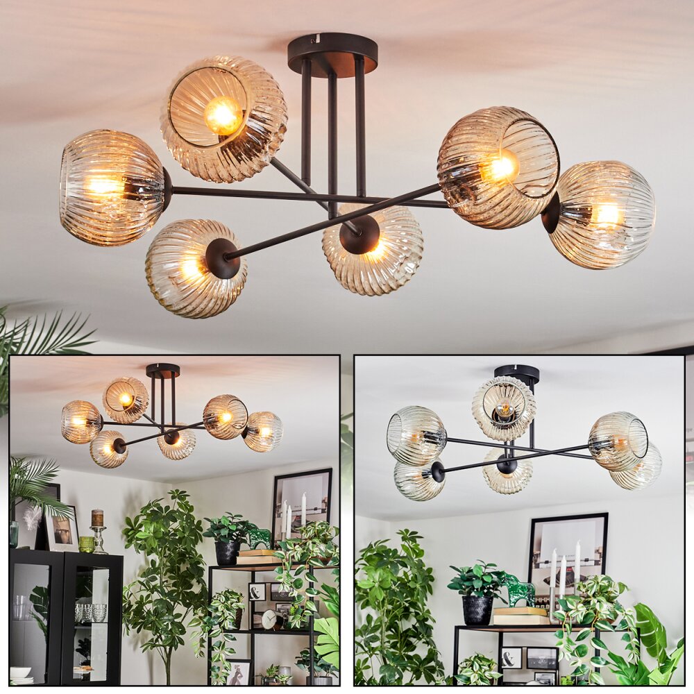 Ripoll Plafoniera, Lampada a sfera Ambrato, Chiaro, 6-Luci main product photo
