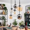 Gastor Lampadario a sospensione, Lampada a sfera, Lampada a sospensione Ambrato, Cromo, Chiaro, Grigio fumo, 6-Luci