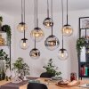 Gastor Lampadario a sospensione, Lampada a sfera, Lampada a sospensione Ambrato, Cromo, Chiaro, Grigio fumo, 8-Luci
