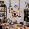 Gastor Lampadario a sospensione, Lampada a sfera, Lampada a sospensione Ambrato, Cromo, Chiaro, Grigio fumo, 8-Luci