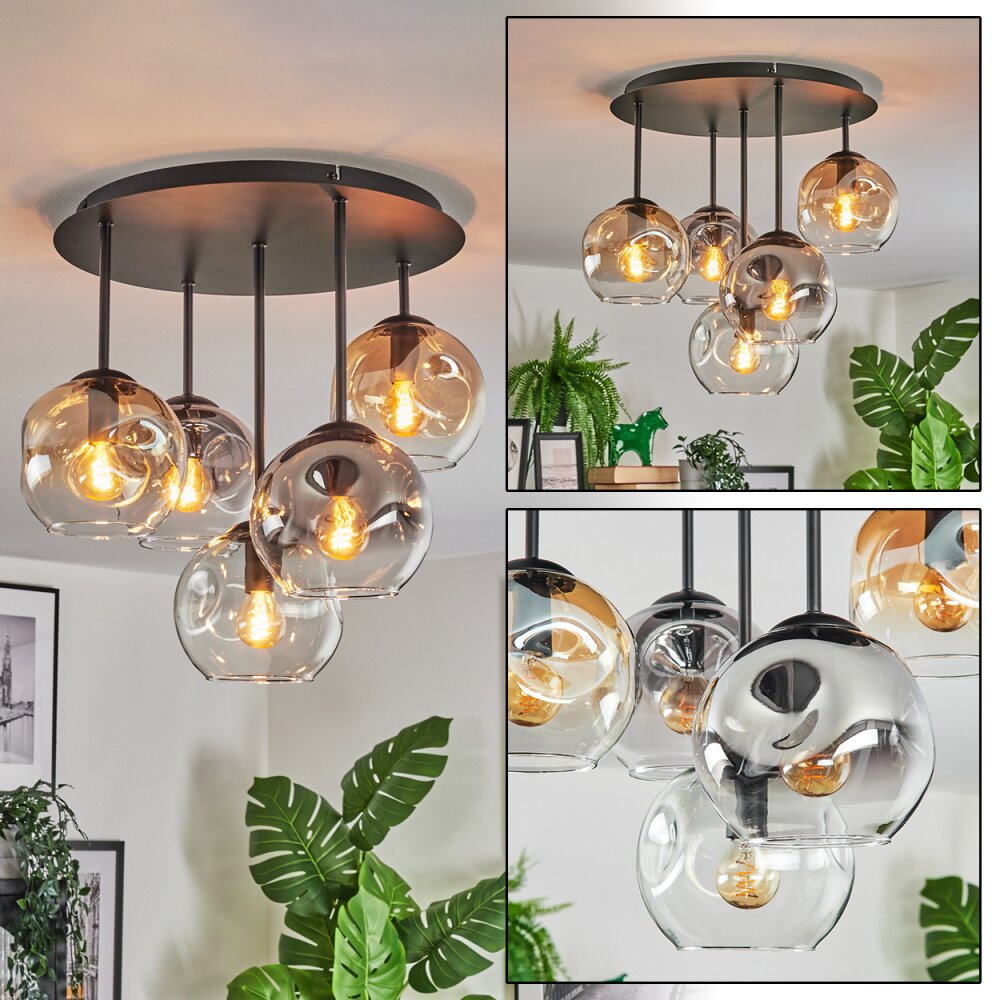 Ripoll Plafoniera, Lampada a sfera Ambrato, Chiaro, Grigio fumo, 5-Luci main product photo