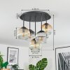 Ripoll Plafoniera, Lampada a sfera Ambrato, Chiaro, Grigio fumo, 5-Luci