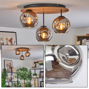 Ripoll Plafoniera, Lampada a sfera Écru, Nero, 3-Luci