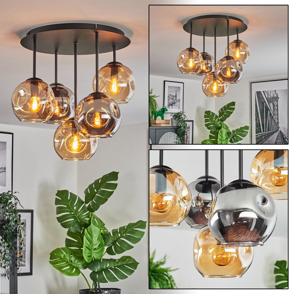Ripoll Plafoniera, Lampada a sfera Ambrato, Grigio fumo, 5-Luci main product photo