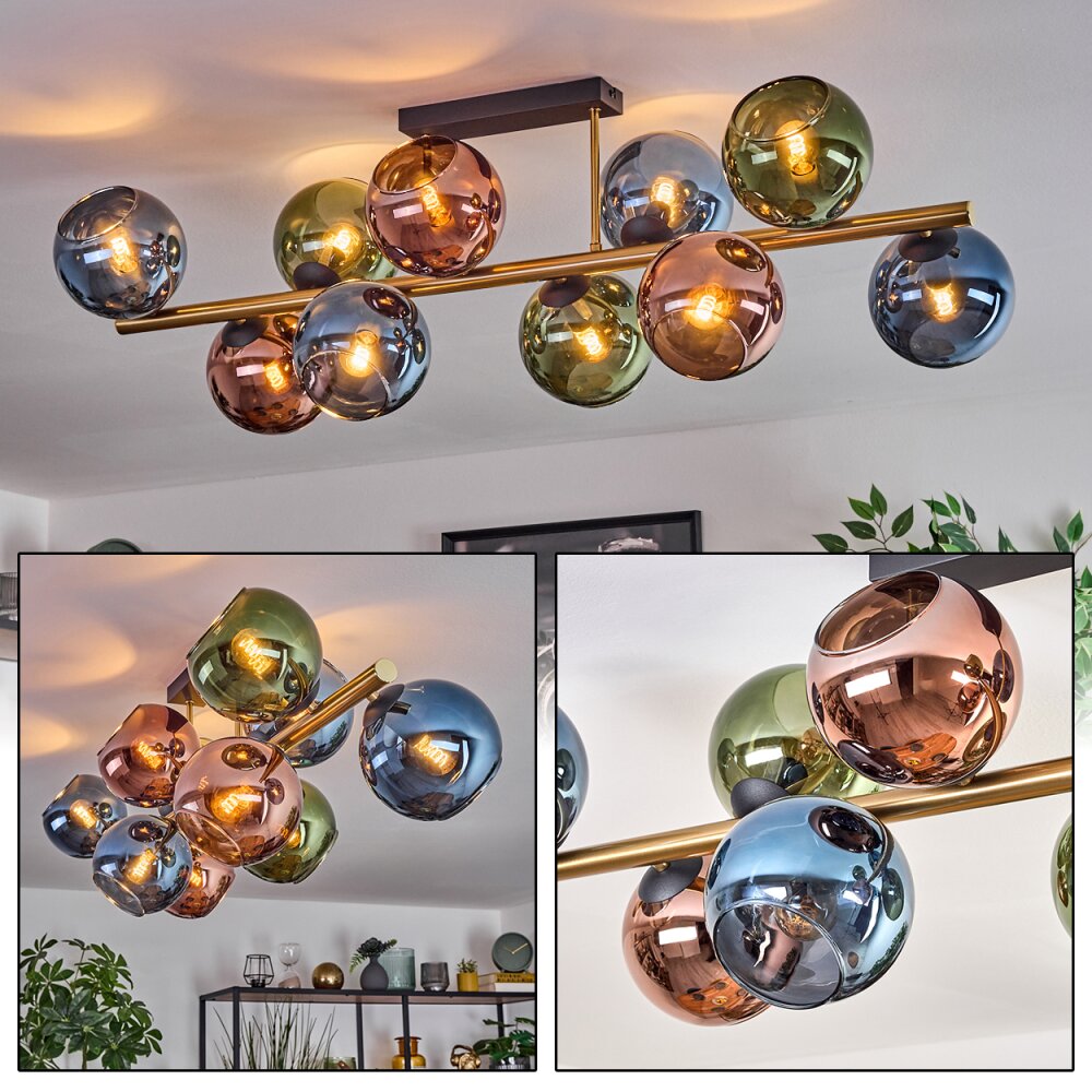 Koyoto Plafoniera, Lampada a sfera Oro, Nero, 10-Luci main product photo