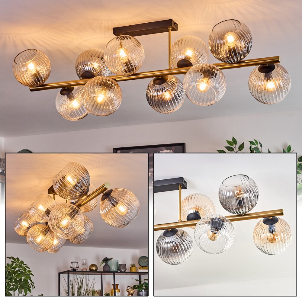 Koyoto Plafoniera, Lampada a sfera Oro, Nero, 10-Luci main product photo