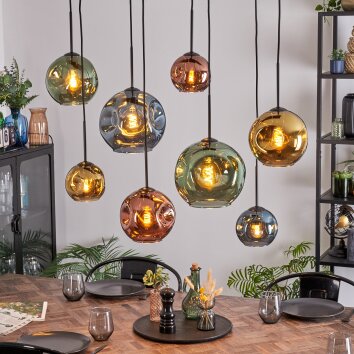 Ripoll Lampadario a sospensione, Lampada a sfera, Lampada a sospensione Blu, Oro, Verde, Ramato, 8-Luci