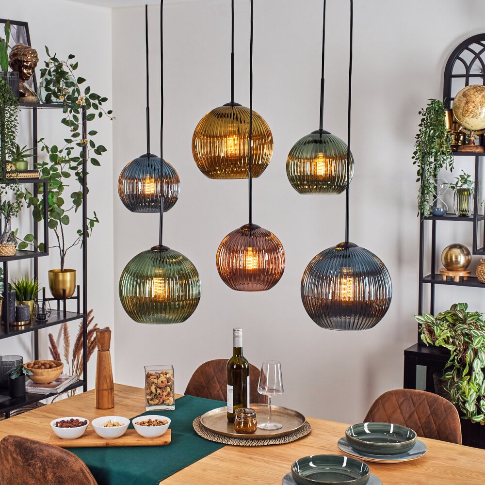 Koyoto Lampadario a sospensione, Lampada a sfera, Lampada a sospensione Blu, Oro, Verde, Ramato, 6-Luci main product photo