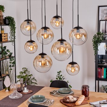 Gastor Lampadario a sospensione, Lampada a sfera, Lampada a sospensione Ambrato, Chiaro, 8-Luci