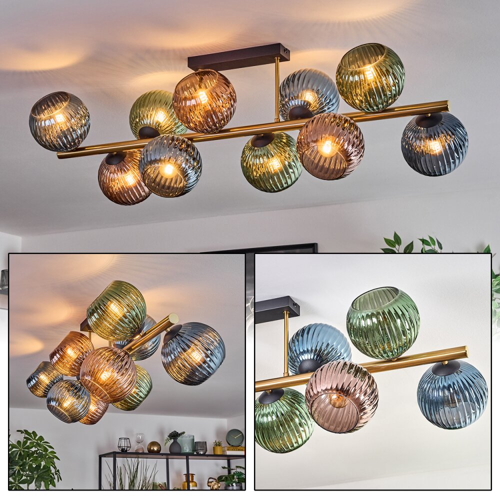 Koyoto Plafoniera, Lampada a sfera Oro, Nero, 10-Luci main product photo