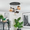 Koyoto Plafoniera, Lampada a sfera 37 cm Ambrato, Cromo, Chiaro, Grigio fumo, 5-Luci