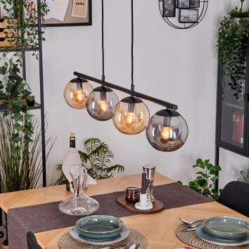 Gastor Lampadario a sospensione, Lampada a sfera, Lampada a sospensione Ambrato, Grigio fumo, 4-Luci