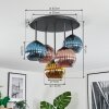 Koyoto Plafoniera, Lampada a sfera 45 cm Blu, Oro, Ramato, 5-Luci