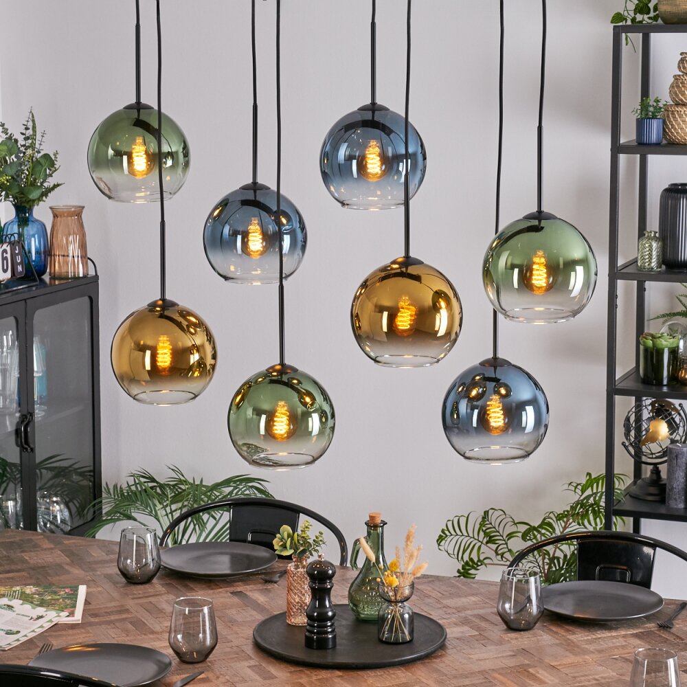 Koyoto Lampadario a sospensione, Lampada a sfera, Lampada a sospensione Blu, Oro, Verde, Chiaro, 8-Luci main product photo