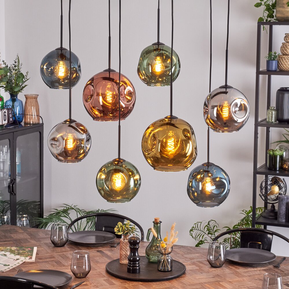 Ripoll Lampadario a sospensione, Lampada a sfera, Lampada a sospensione Blu, Cromo, Oro, Verde, Ramato, Grigio fumo, 8-Luci main product photo