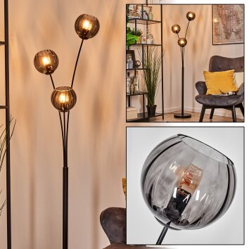 Koyoto Lampada a sfera, Lampada da terra Grigio fumo, 3-Luci