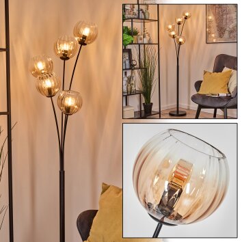 Koyoto Lampada a sfera, Lampada da terra Ambrato, Chiaro, 5-Luci