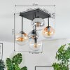 Gastor Plafoniera, Lampada a sfera Ambrato, Chiaro, Grigio fumo, 5-Luci