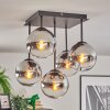 Gastor Plafoniera, Lampada a sfera Cromo, Chiaro, Grigio fumo, 5-Luci