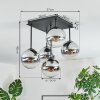 Gastor Plafoniera, Lampada a sfera Cromo, Chiaro, Grigio fumo, 5-Luci