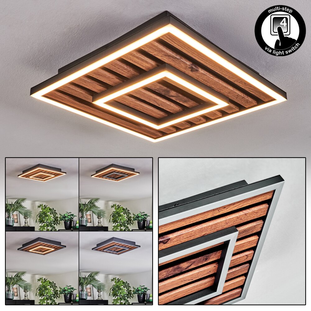 Meron Plafoniera LED Aspetto del legno, Nero, 1-Luce main product photo