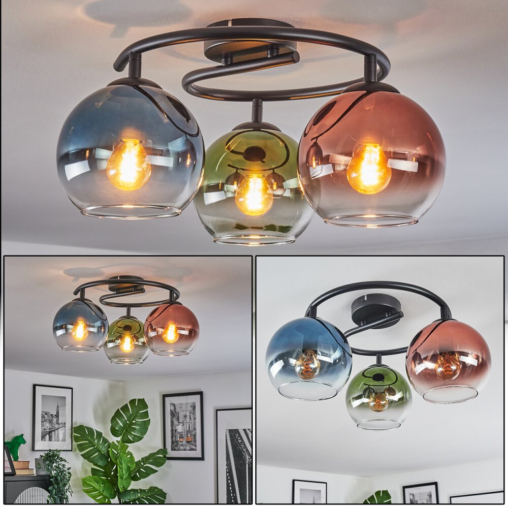 Koyoto Plafoniera, Lampada a sfera 37 cm Blu, Verde, Chiaro, Ramato, 3-Luci main product photo