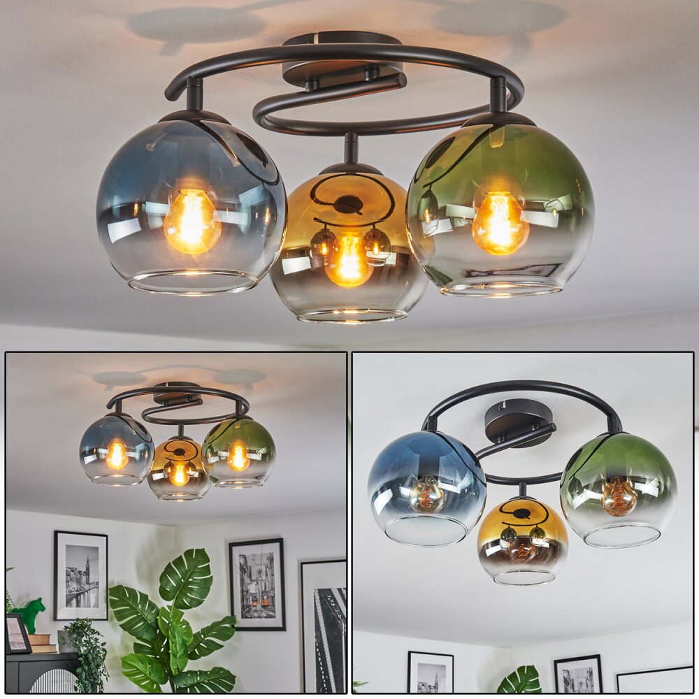 Koyoto Plafoniera, Lampada a sfera 37 cm Blu, Oro, Verde, Chiaro, 3-Luci main product photo