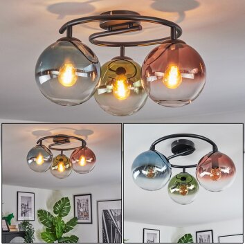 Gastor Plafoniera, Lampada a sfera 37 cm Blu, Verde, Chiaro, Ramato, 3-Luci