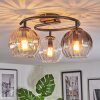 Koyoto Plafoniera, Lampada a sfera 37 cm Ambrato, Chiaro, Grigio fumo, 3-Luci