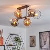 Koyoto Plafoniera, Lampada a sfera Ambrato, Cromo, Chiaro, Grigio fumo, 6-Luci