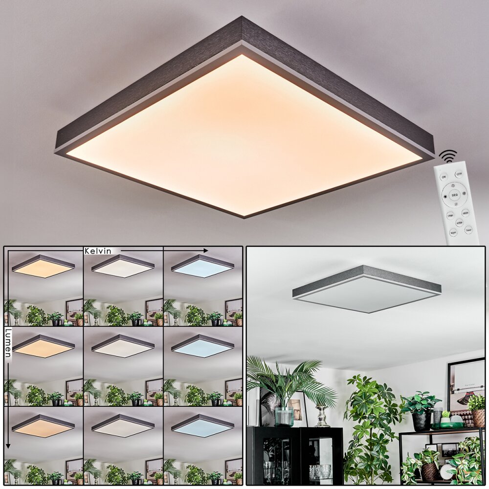 Salmi Plafoniera, Panel LED Grigio, Argento, 1-Luce, Telecomando main product photo