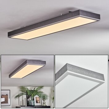 Salmi Plafoniera, Panel LED Grigio, Argento, 1-Luce