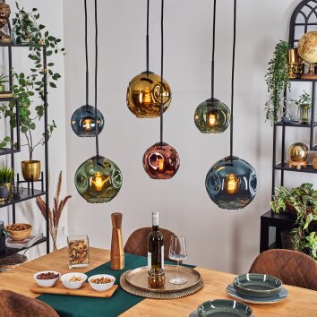 Ripoll Lampadario a sospensione, Lampada a sfera, Lampada a sospensione Blu, Oro, Verde, Ramato, 6-Luci