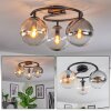 Gastor Plafoniera, Lampada a sfera 37 cm Ambrato, Chiaro, Grigio fumo, 3-Luci