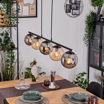 Gastor Lampadario a sospensione, Lampada a sfera, Lampada a sospensione Ambrato, Grigio fumo, 5-Luci